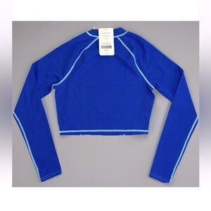 3/$25 SALE! Fabletics Yasmin NWT Athletic Long Sleeve Cropped Top Blue Mock M